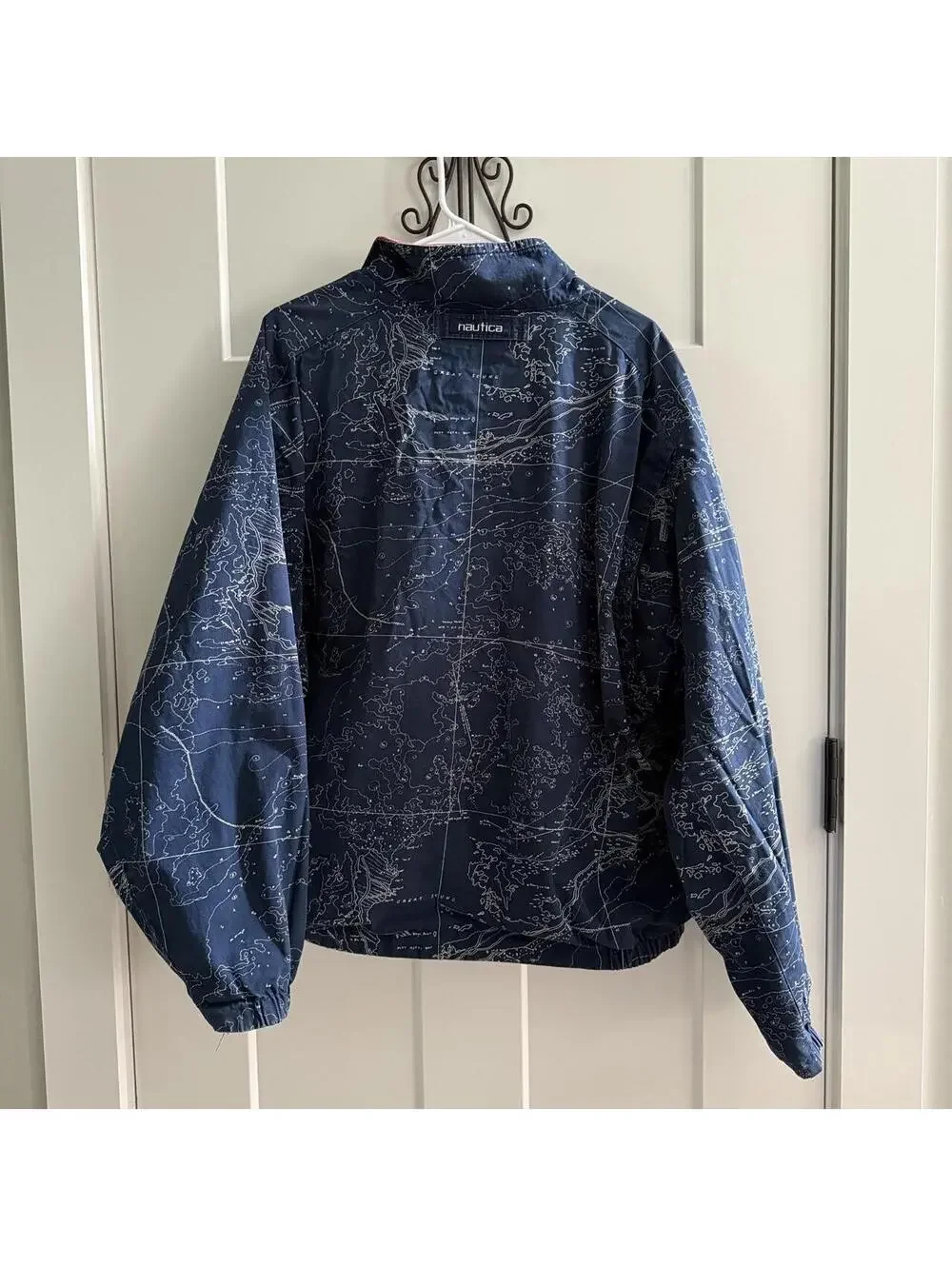 Vintage Nautica Reversible Map Print Jacket XL